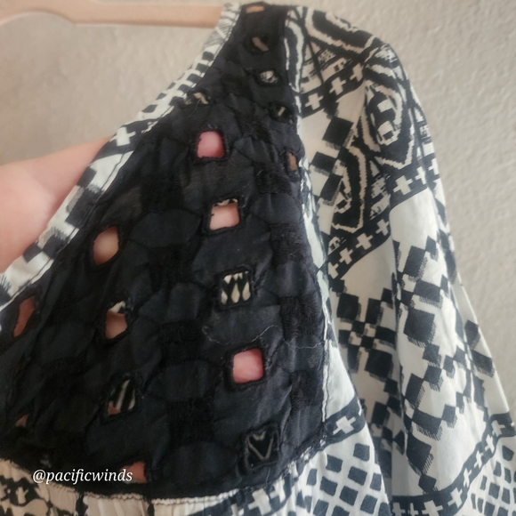 2/$25 MOSSIMO 3/4 SLEEVE BLACK & WHITE PATTERNED BLOUSE 100% COTTON XXXL - Picture 2 of 11